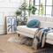 Hello Honey® Blue & Beige Abstract Design Printed Woven Reclaimed Cotton Blend Throw Sheet with Fringe